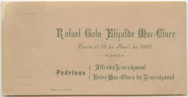 Bautismo de Rafael Cato Elizalde Mac-Clure