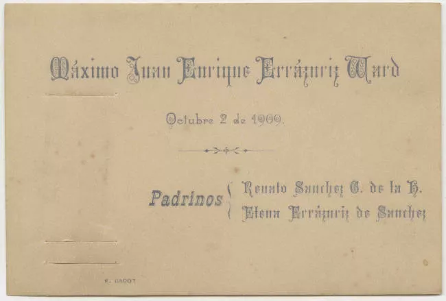 Bautismo de Máximo Juan Enrique Errázuriz Ward