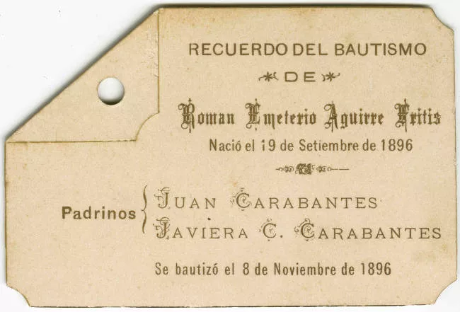 Bautismo de Román Emeterio Aguirre Fritis 