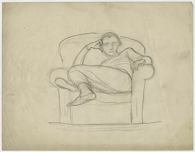 Personaje durmiendo en el sofá