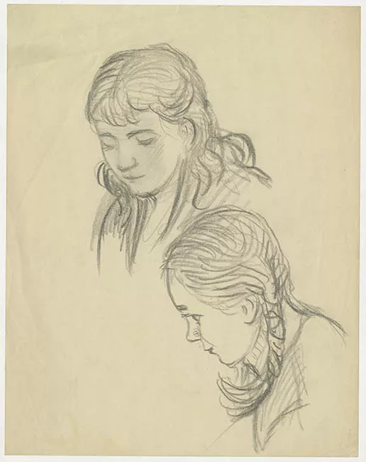 Estudio de cabezas de mujeres jóvenes