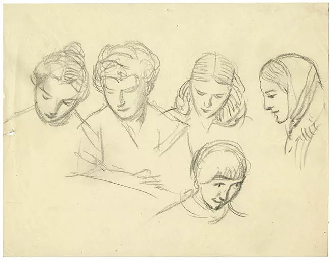 Grupo de cabezas femeninas