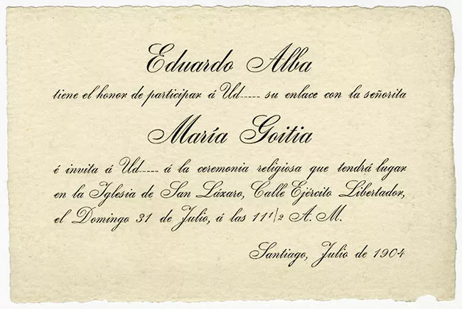 Parte de matrimonio de Eduardo Alba y María Goitía