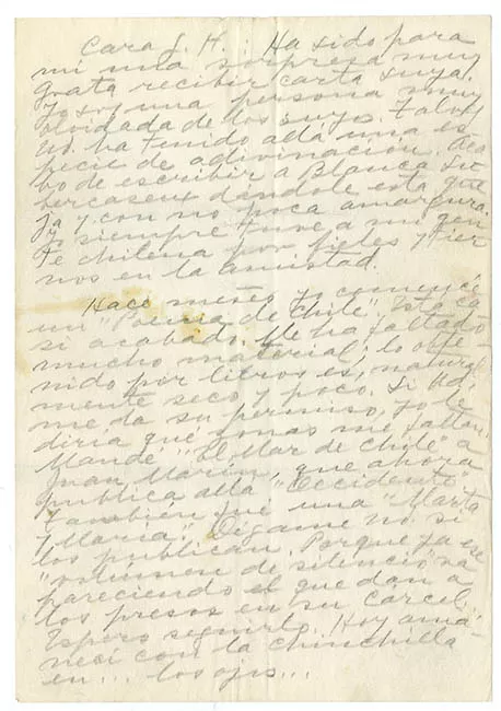 Cartas de Gabriela Mistral a la poetisa Gabriela Huneeus