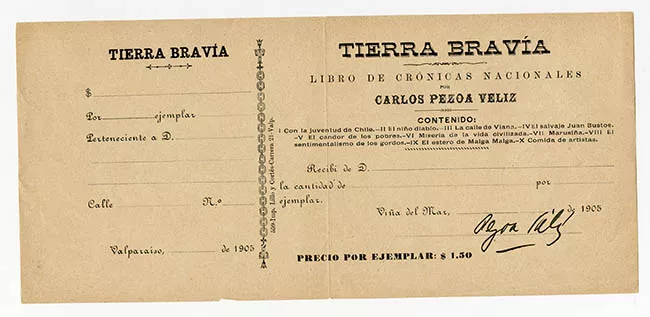 Recibo de pago por libro "Tierra Bravía"