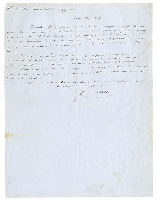 Carta de Dn. Andrés Bello a D. José Ignacio Víctor Eyzaguirre