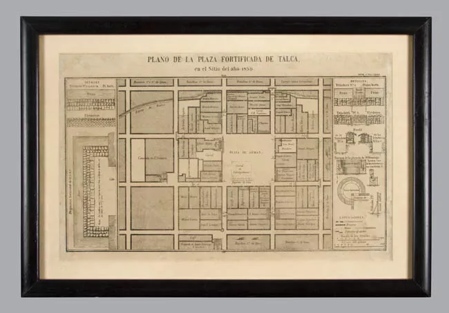 Plano de la plaza fortificada de Talca en el sitio del año 1859