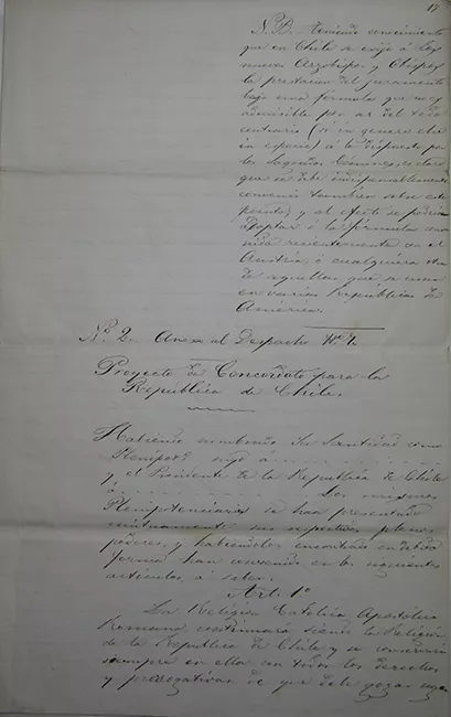 Proyecto de concordato para la República de Chile