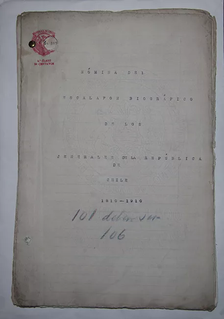 Nómina del escalafón biográfico de los Generales de la República de Chile