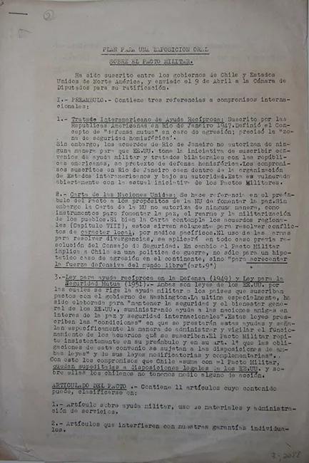 Plan para una exposición oral sobre el pacto militar