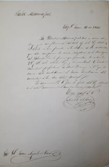 Carta para designarlo integrante de la mesa receptora Parroquia el Salvador