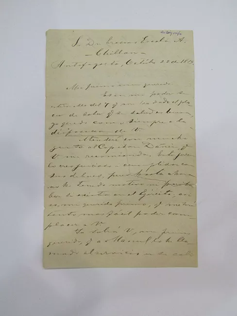 Carta de Erasmo Escala a su primo