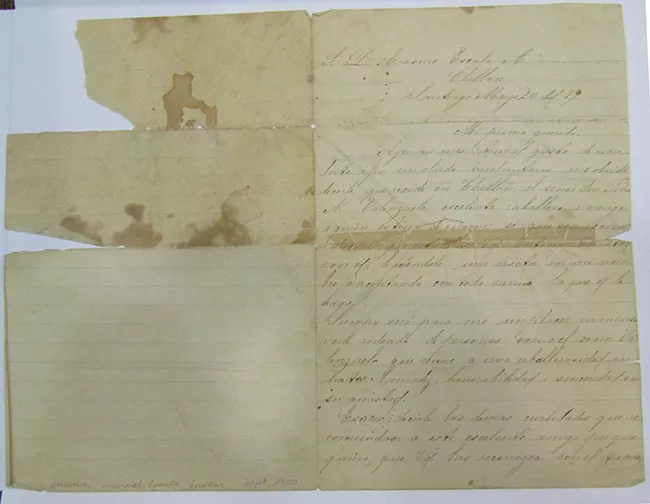 Carta de Erasmo Escala para presentar a Pedro N. Valenzuela, quien reside en Chillán