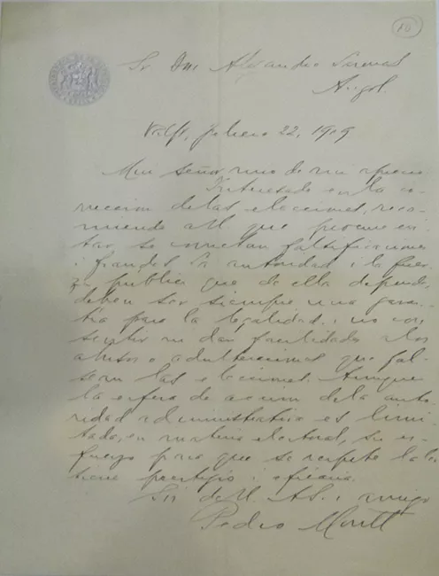 Carta a Alejandro Larenas