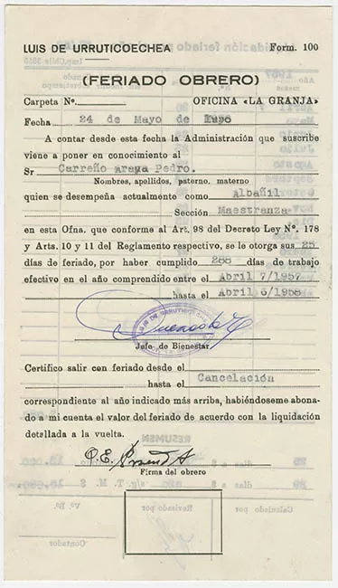 Liquidación de sueldo Oficina La Granja