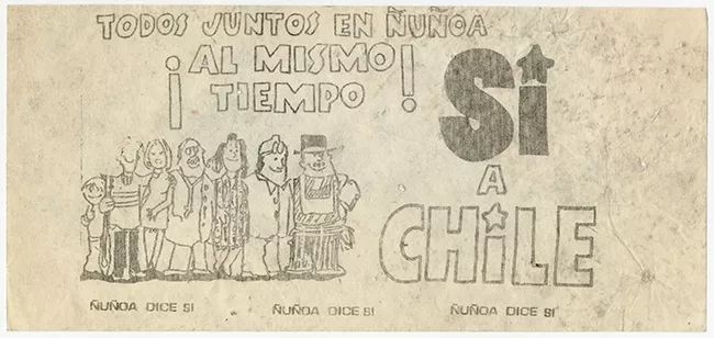 Panfleto Todos juntos en Ñuñoa ¡Al mismo tiempo! Sí a Chile