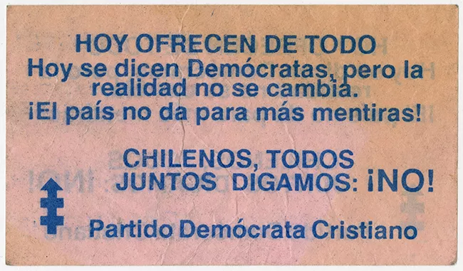 Panfleto Chilenos, todos juntos digamos: ¡NO!