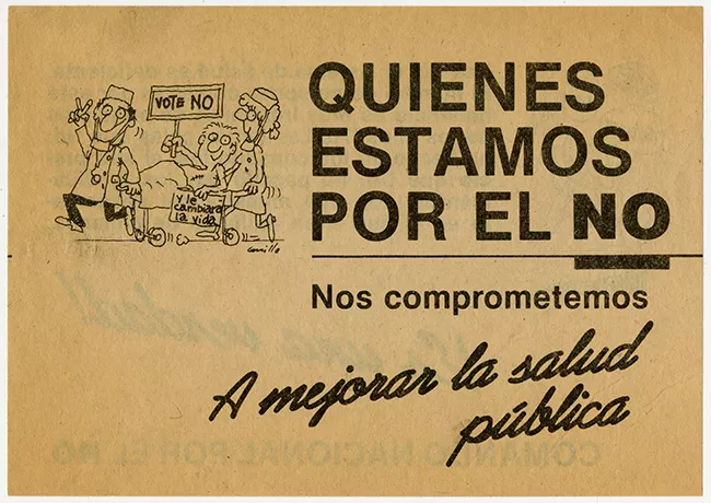 Panfleto Quienes estamos por el NO, nos comprometemos a mejorar la salud pública