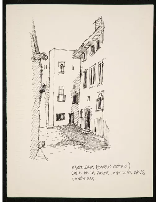 Barcelona (Barrio Gótico). Calle de la Piedad. Antiguas Casas Canónigas.