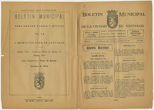 Boletín Municipal de la ciudad de Santiago año XLIV, n° 13.537 