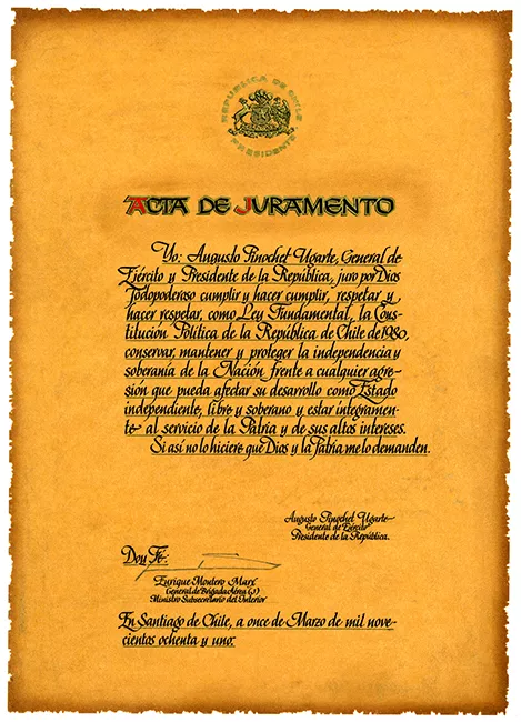 Acta de juramento Constitución Política de 1980