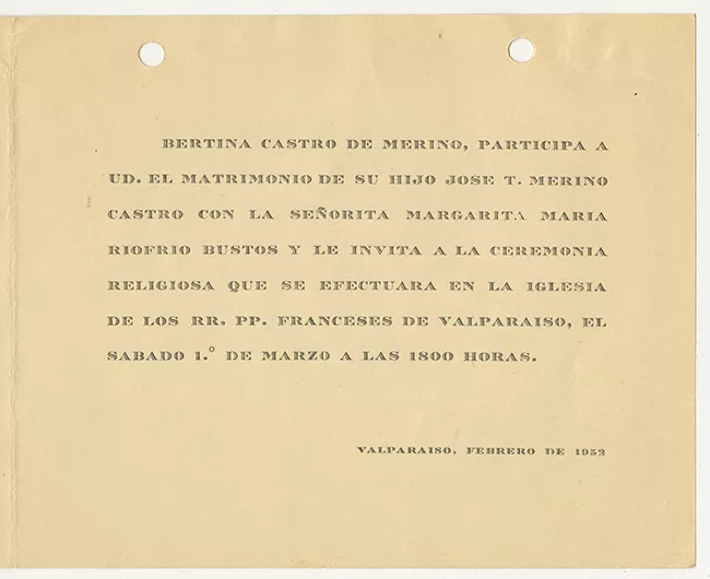 Matrimonio de José T. Merino Castro y Margarita Riofrío Bustos