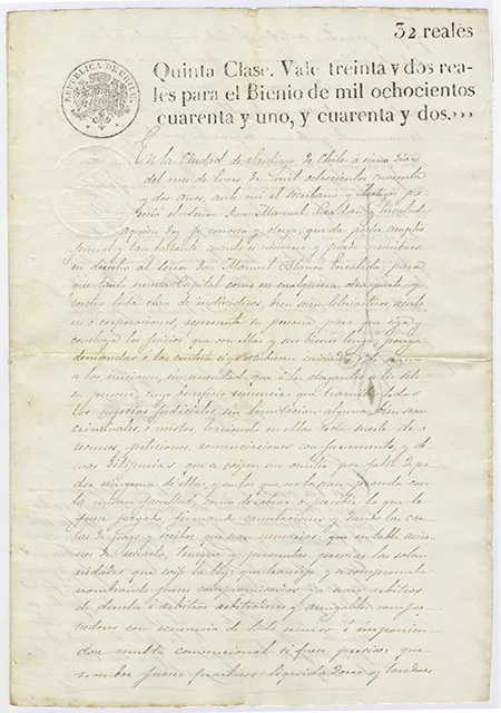 Carta poder de Manuel Cerdan y Encalada a Manuel Blanco Encalada