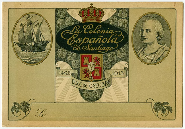 Menú de la Colonia Española de Santiago en el aniversario del descubrimiento de América