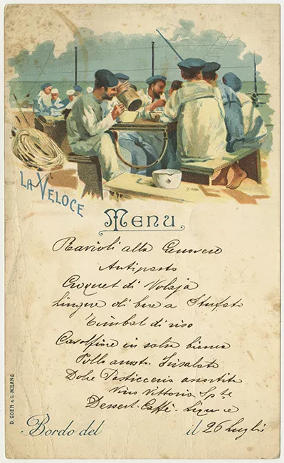 Menú del vapor "La Veloce"