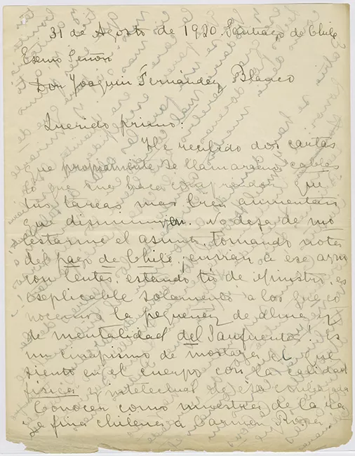Carta de María Luisa Fernández de García a su primo J. Fernández Blanco