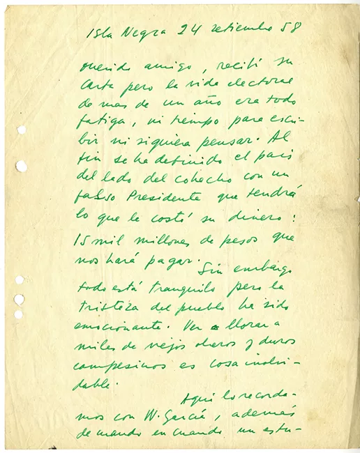 Carta de Pablo Neruda