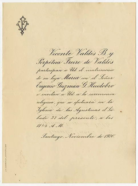 Parte de matrimonio de Eugenio Guzmán y María Valdés