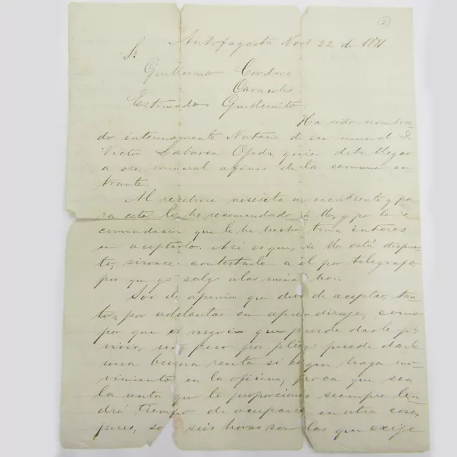 Carta a Guillermo Cordova por ofrecimiento de empleo