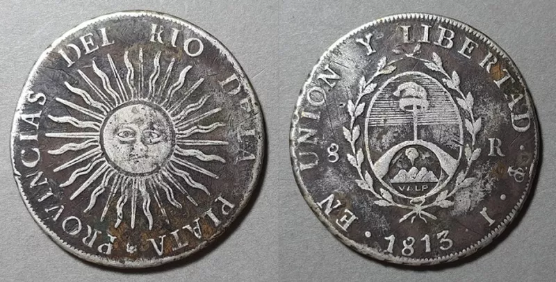Moneda de 8 Reales (Resello VALP) República