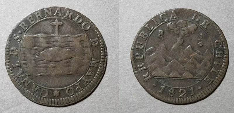 Moneda con el canal de San Bernardo