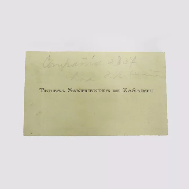Tarjeta de visita de Teresa Sanfuentes de Zañartu