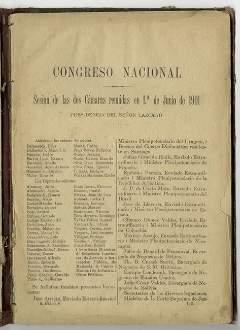 Sesiones de las dos cámaras del Congreso Nacional 1901