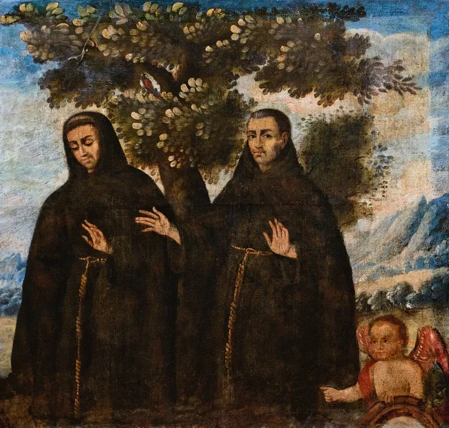 Monjes bajo un árbol