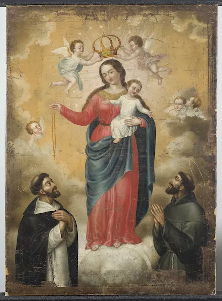 Virgen del Rosario con santo Domingo y San Francisco