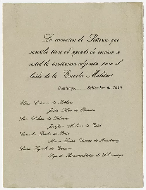 Invitación a baile de la  Escuela Militar 