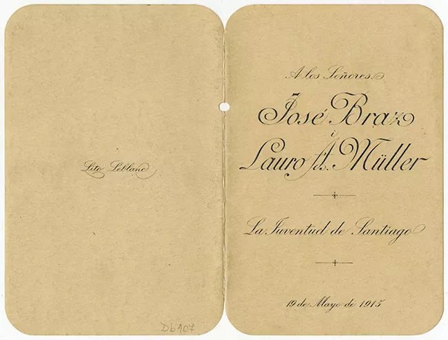 Menú A los señores José Braz i Lauro A. Müller 