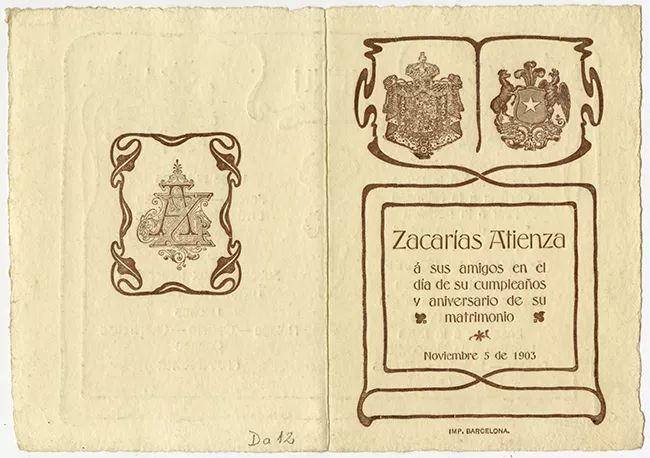 Menú celebración de Zacarías Atienza