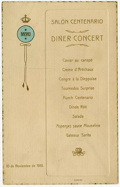 Menú Salón Centenario