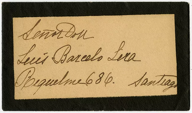 Tarjeta de Luto en agradecimiento a Luis Barcelo Lira