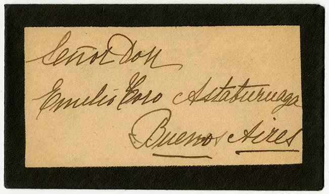 Tarjeta de luto en agradecimiento a Emilio Toro Astaburuaga, de Rosario Ossa de Matte