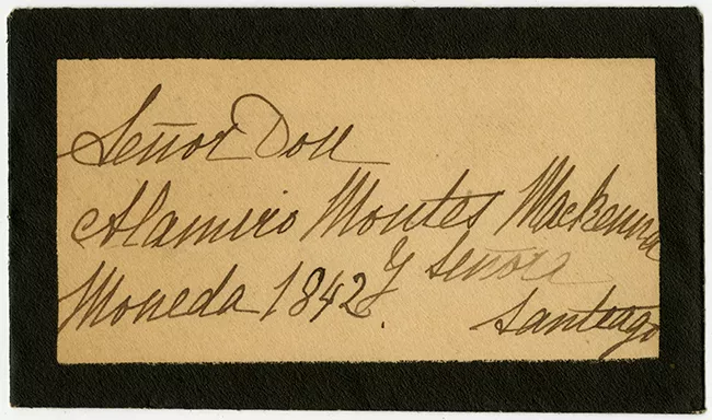 Tarjeta de luto en agradecimiento a Alamiro Montes Mackenna, de Rosario Ossa de Matte