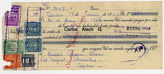 Comprobante de pago n°3047-4 Banco Español-Chile. Moisés Rivera Díaz.