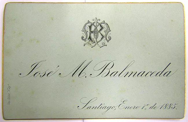 Tarjeta de visita de José Manuel Balmaceda