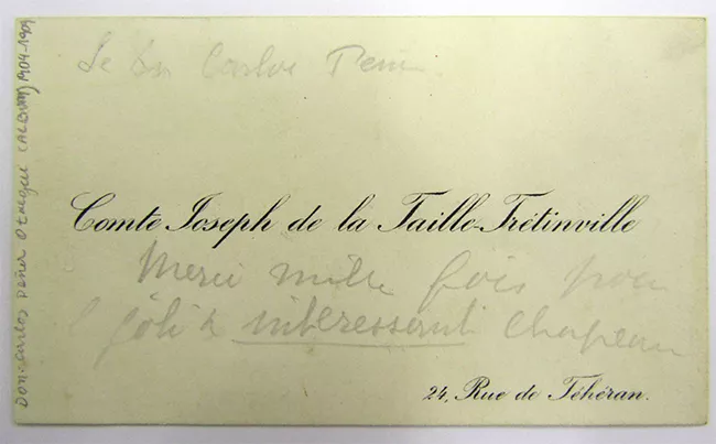 Tarjeta de visita de Comte. Joseph de la Taille-Trétinville
