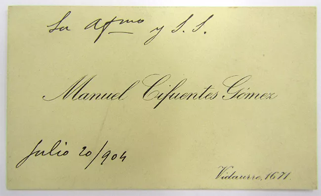 Tarjeta de visita de Manuel Cifuentes Gómez